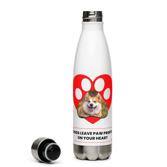 Dogs leave paw prints on your heart (Stainless Steel Water Bottle)