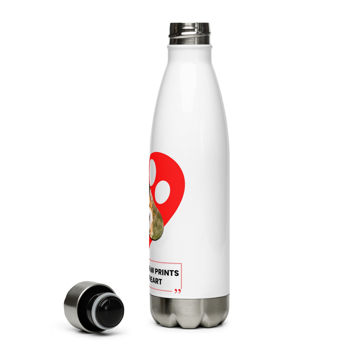 Dogs leave paw prints on your heart (Stainless Steel Water Bottle)