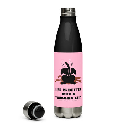 Life is better with a wagging tail Stainless Steel Water Bottle