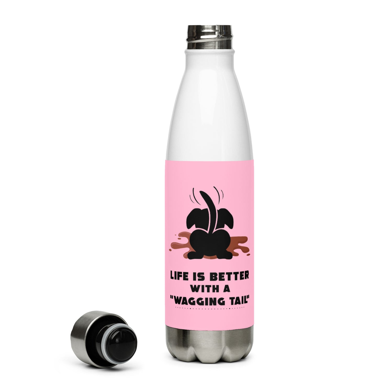 Life is better with a wagging tail Stainless Steel Water Bottle